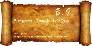 Burgert Immakuláta névjegykártya